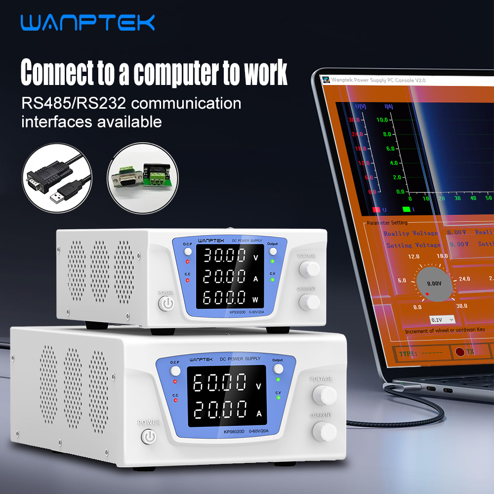 Programmable Dc Power Supply 60V 10A - 완프텍 RS485/RS232 실험실용 프로그래밍 가능 조정형